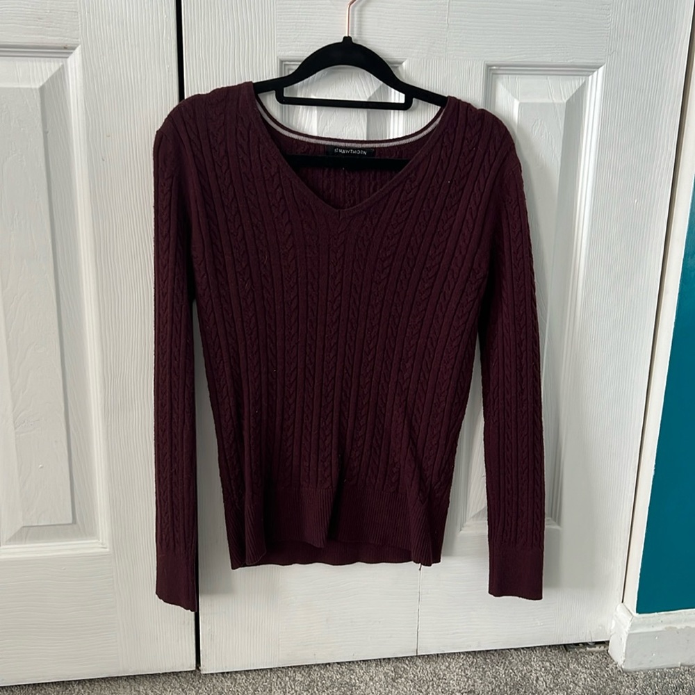 41 Hawthorn Maroon V Neck Sweater